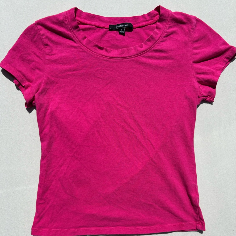 Ambiance Hot Pink Scoop Neck Short Sleeve Tee